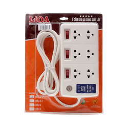 Ổ cắm điện 6 ổ cắm dây 2.5m có nắp che an toàn 3300w LiOA 6SS2.5-2