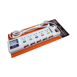 Ổ cắm điện 5 ổ cắm dây 2.5m có đồng hồ báo điện áp 3300w LiOA 5OFSSV2.5-2