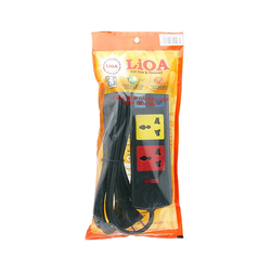 Ổ cắm điện kéo dài đa năng kết hợp 4 ổ cắm 2 lõi dây 5m 2200W - 3300W LiOA 2D2S52