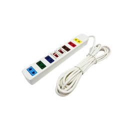 6-socket, 2-switch, 3m white wire power outlet 2200W - 3300W LiOA 6S3W