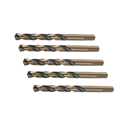 Tolsen 75132 5-pack of 12.5mm black and gold HSS iron drill bits