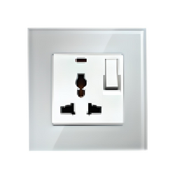 Ổ cắm đa năng kèm công tắc đèn led ABE CRYSTAL C1T-3C2L màu trắng