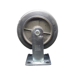 Bánh xe đẩy cao su gang đen 200 ráp càng 6 ly cố định SSK