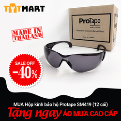 Hộp 12 cái kính bảo hộ ProTape SM419 kiểu thể thao, màu đen