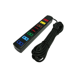 6-socket, 2-switch power outlet, 5m cord, LiOA 6S5W