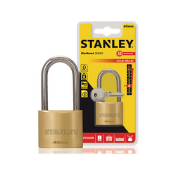 Stanley S742-043 Long Shackle Brass Padlock, 40mm Wide