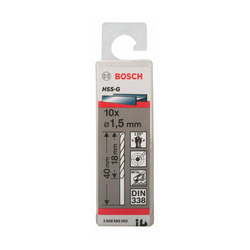 Box of 10 HSS-G 1.5mm iron drill bits BOSCH 2608595050
