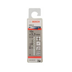 Hộp 10 mũi khoan sắt HSS-G 3.3mm BOSCH 2608595057
