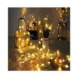 5m long decorative LED string lights, 20 yellow five-pointed star shaped bulbs, battery operated