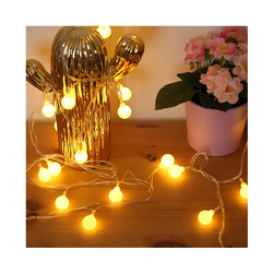 5m long decorative LED light string, 20 round battery-operated bulbs