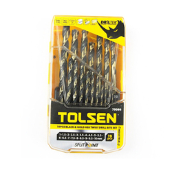 Bộ 19 mũi khoan sắt HSS Tolsen 75086 vàng đen