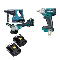Angle grinder, drill, bolt tightening machine set 18V/3.0Ah Makita DLX3131JX1
