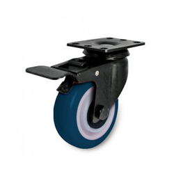 260 Series PU Plastic Wheels Medium Load Spindle With Ethos Brake 266/276UBY100P01