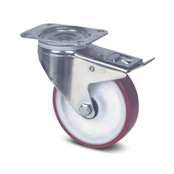 PU caster series 8470 medium load spindle with lock Tente 8477UAD125P62