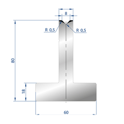 Cối chấn 1V8 chữ T kích thước 80x835/88 Eurostamp JES3081T0835