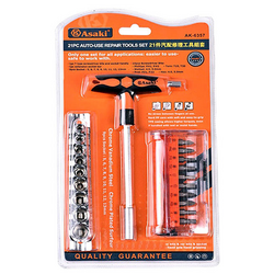 Asaki AK-6357 Screwdriver Bit and Socket Set (21 pieces)