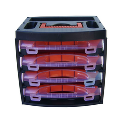 4-tier plastic shelf with 64 compartments RS PRO 1246593