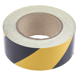 Warning tape 25mx50mm RS PRO 2197897 black yellow