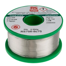 Lead solder wire roll 0.38mm melting point +217°C RS PRO 7568875