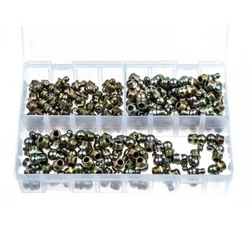 Box of 10x1mm RS PRO straight curved grease pump nipples 1954087 (50 pieces)