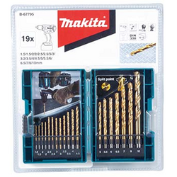 Bộ mũi khoan HSS-TIN 1.5-10mm Makita B-67795 (19 chi tiết)