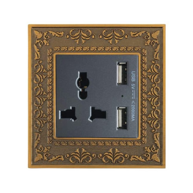 Ổ cắm đa năng kèm USB ABE PLACE P1C-USB màu xám chì