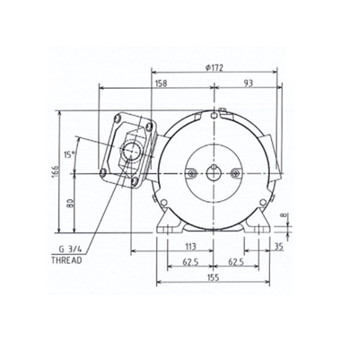 Mô tơ điện 3 pha 2 cực 0.75kW Toshiba X752ODMH7FS