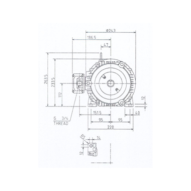 Mô tơ điện 3 pha 6 cực 2.2kW Toshiba Y226ODMH7FS