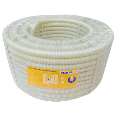 Ống luồn dây điện dạng xoắn phi 32mm Nanoco FRG32WH (25m/cuộn)