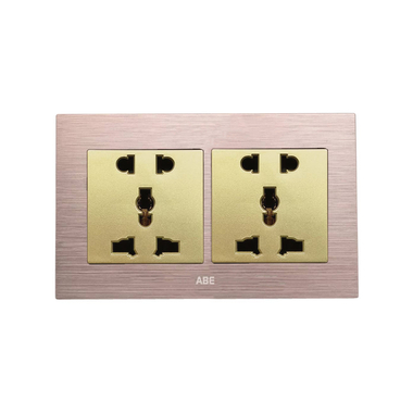 Bộ đôi ổ cắm ba chấu ABE TITANIUM T2H-D3C-D3C màu vàng hồng
