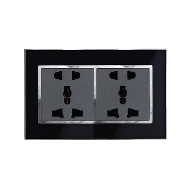 Bộ đôi ổ cắm ba chấu ABE MIRROR M2D-D3C-D3C màu đen