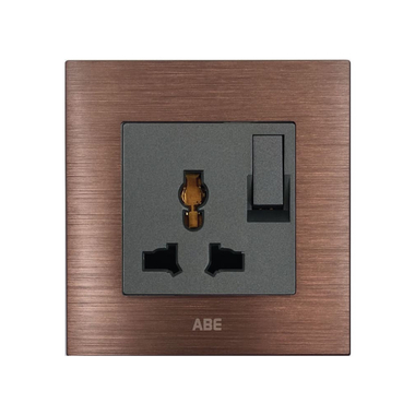 Ổ cắm đa năng kèm công tắc ABE TITANIUM T1N-3C2 màu nâu