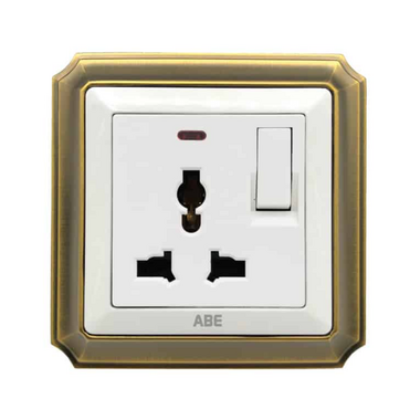 Ổ cắm đa năng kèm công tắc đèn led ABE BRONZE B1T-3C2L màu trắng