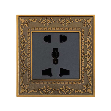 Ổ cắm đôi 3 chấu ABE LACE L1X-D3C màu xám