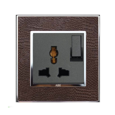 Ổ cắm đa năng kèm công tắc ABE LEATHER D1S-3C2 màu da cá sấu