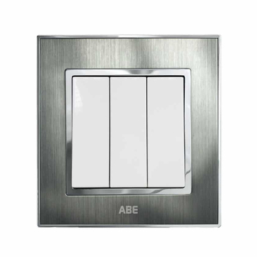 Công tắc ba 2 chiều ABE SATIN S1B-32CT màu bạc