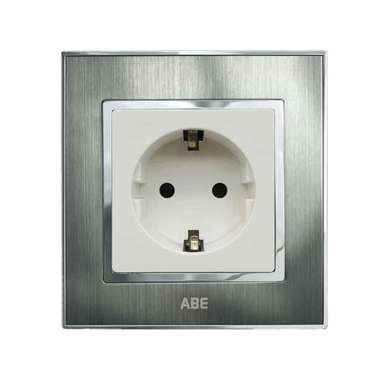 Ổ cắm châu âu ABE SATIN S1B-CAT màu bạc