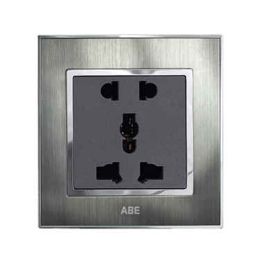 Ổ cắm đôi 3 chấu ABE SATIN S1B-D3C màu bạc