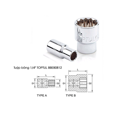 Tuýp bông 1/4 inch Toptul BBEB0812