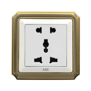 Bộ đôi ổ cắm ba chấu ABE BRONZE B2T-21C-31C màu trắng