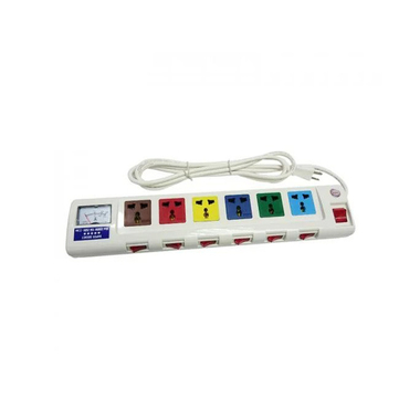 Ổ cắm điện 6 ổ cắm dây 2.5m 3 lõi có đồng hồ báo điện áp 3300w LiOA 6OFSSV2.5-3