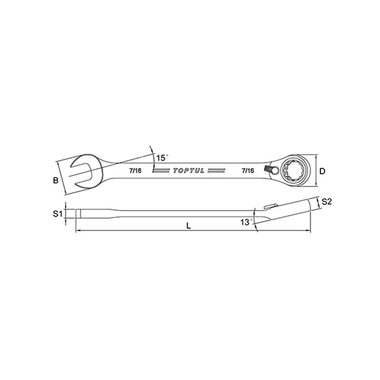 Cờ lê vòng miệng hệ inch 5/16inch Toptul ADAF1010