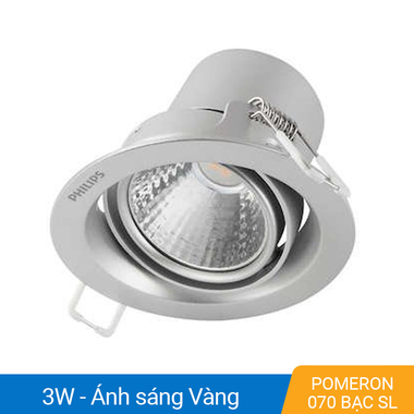 Đèn LED góc chiếu 2 trục âm trần 3W màu bạc Philips 59774 Pomeron 070 3W bạc SI