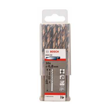 Hộp 10 mũi khoan Inox HSS-Co 6.8mm BOSCH 2608585891