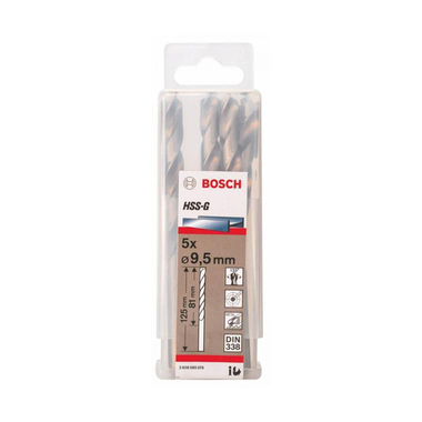 Hộp 5 mũi khoan sắt HSS-G 9.5mm BOSCH 2608595076