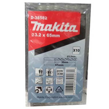 Mũi khoan kim loại HSS-R (3.2x65mm) MAKITA D-38582 (10cái/bộ)