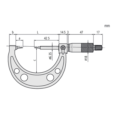 Panme cơ đầu nhọn 0-25mm Mitutoyo 112-201 loại 30°