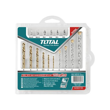 Total TACSD3165 16-piece multi-purpose drill bit set