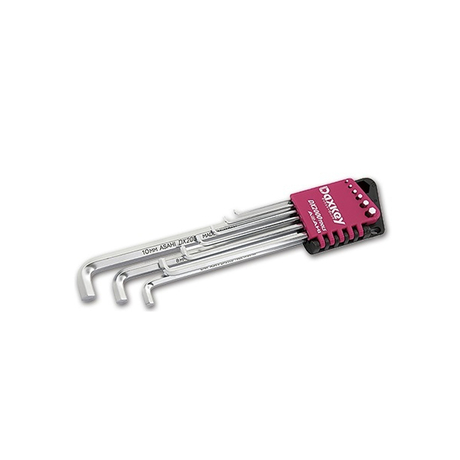Asahi DYS0910 9-piece long hexagon wrench set with 2 curved ends