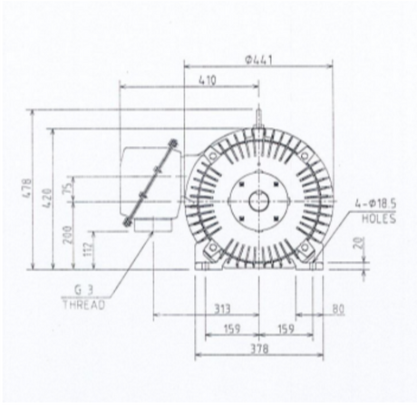 Toshiba 0226ODMH7FS 22kW 6-pole 3-phase electric motor